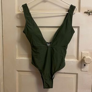 Navy green one piece swim suit